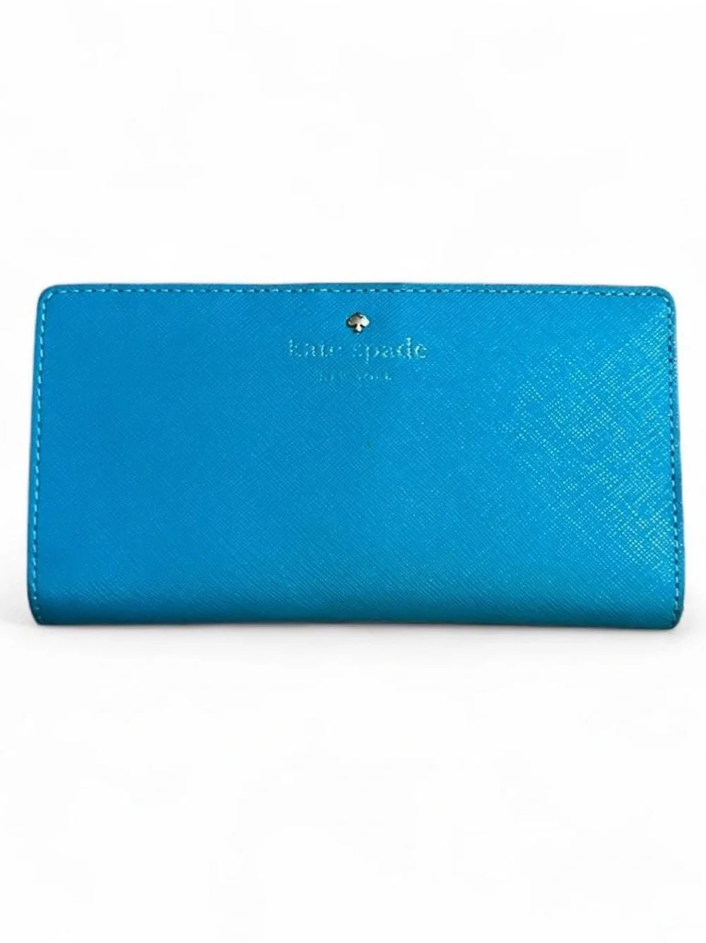 Kate Spade New York blue leather wallet with gold hardware